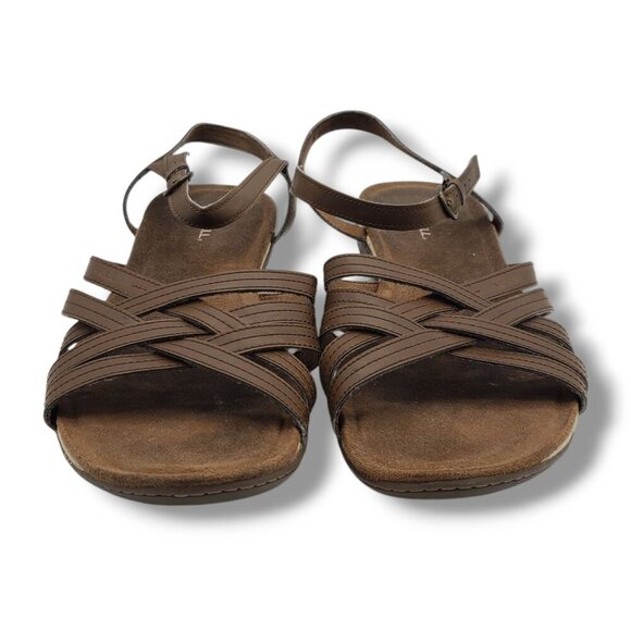 Merrell Earth Sandals Womens 11 Leather Criss Cross Buckle Brown‎ - Picture 4 of 9